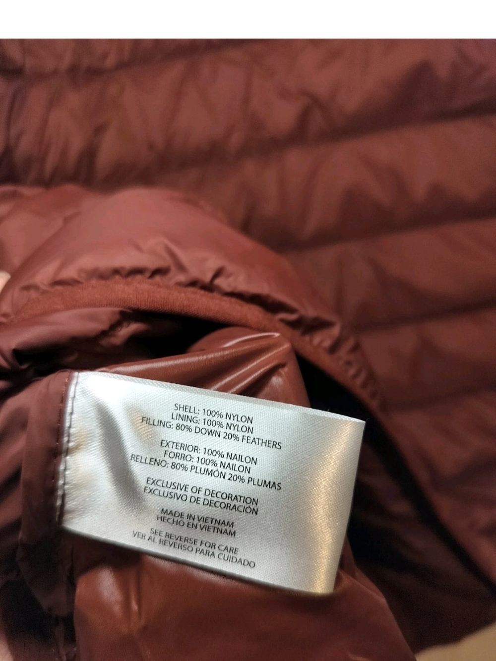 Eddie Bauer Men’s XXL Brown Packable Down Puffer Jacket 650 Fill NWT - Picture 5 of 8